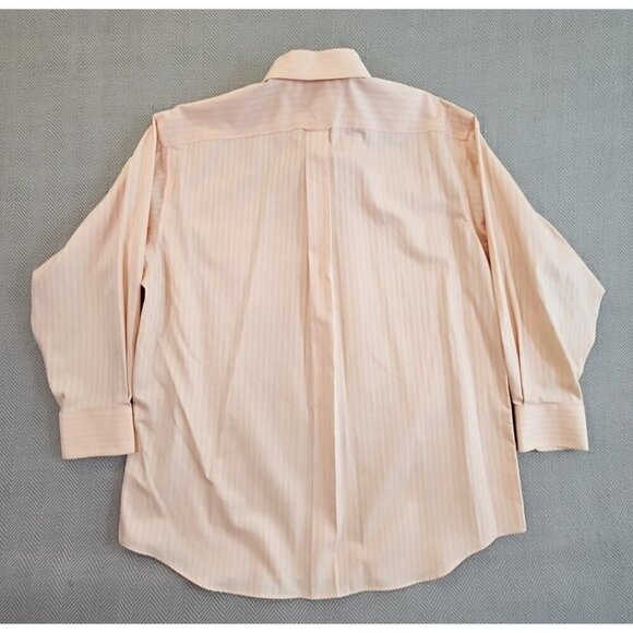 Tommy Hilfiger Dress Shirt Men's 17 1/2 32-33 XL Peach Herringbone Long Sleeve - Picture 7 of 14